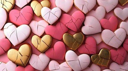 Heart Shaped Pastel Candies in Pink Gold and White