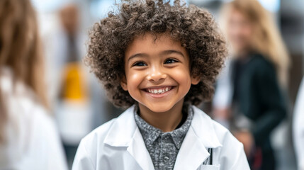 Young scientist smiles during educational event