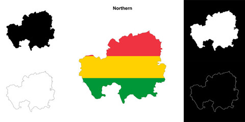 Fototapeta premium Northern region outline map set