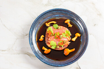 Sliced salmon sashimi, Japanese raw food delicious menu 