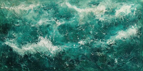 Obraz premium Abstract Teal and White Oil Painting with Textured Brushstrokes