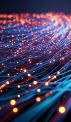 Glowing data cables transferring information background