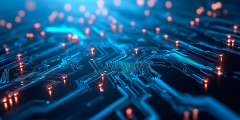 Global network, representing digital connections with interconnected circuits and nodes, symbolizing global communication and modern technological connectivity.