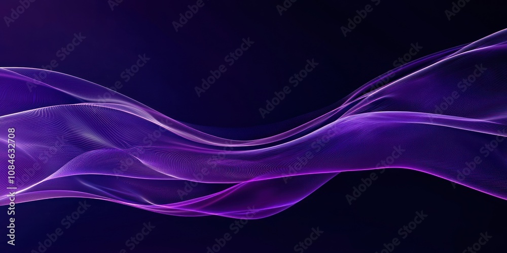 Poster abstract purple and white wave pattern on a dark background