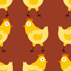 Easter chicken seamless birds pattern for wrapping paper and fabrics