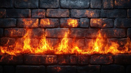 Fototapeta premium a brick wall with flames on it