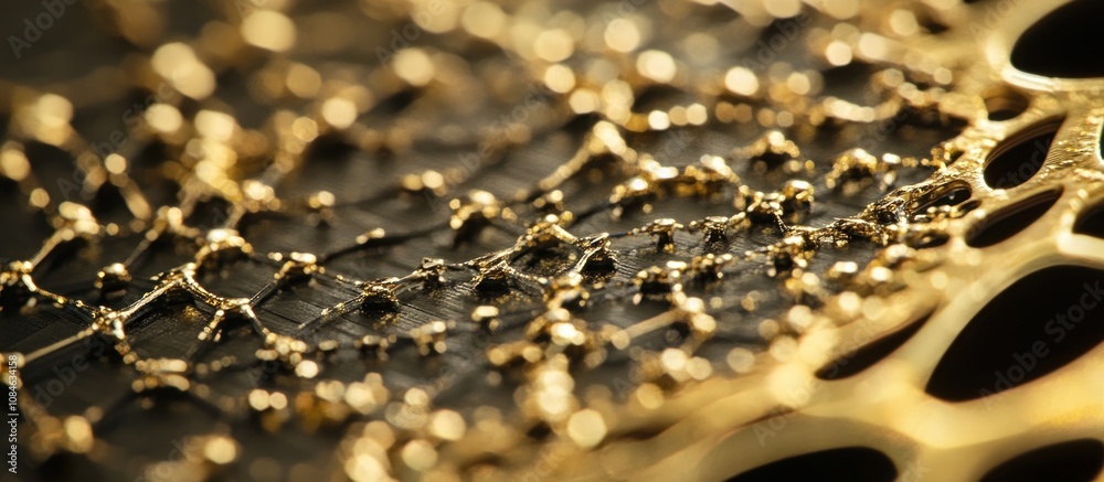 Aufkleber abstract close-up of a shiny golden lattice pattern