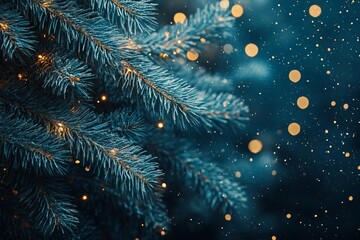 A snow-covered pine tree up close.