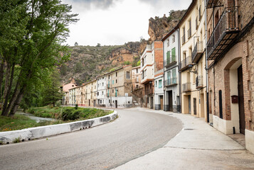 N-330 paved road passing through Libros, comarca of Comunidad de Teruel, province of Teruel, Aragon, Spain