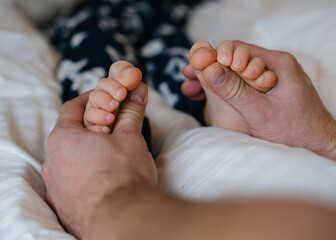 baby feet, boy feet, foot massage, dad tickles son's feet, foot tickling 