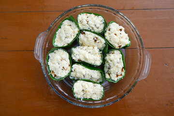 Klepon cake from grated casava with pandan leaf wrap, a traditional cake in Indonesia