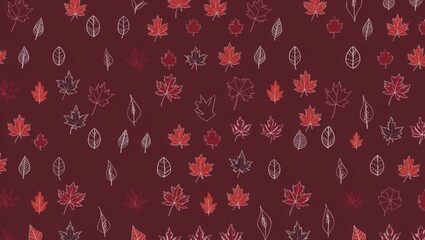 Fototapeta premium Elegant minimalist leaf pattern with monochromatic burgundy red tones