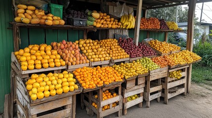 Obraz premium a fruit stand with many different types of fruits