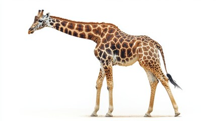 a giraffe standing on a white background