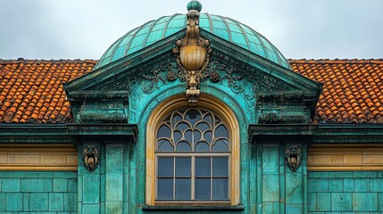 Obraz premium a green domed building with a window