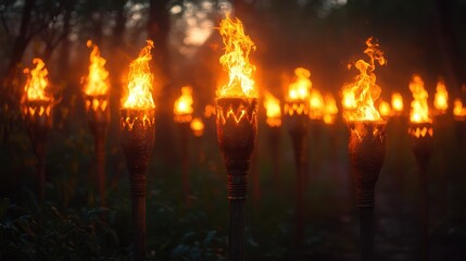 Fototapeta premium a group of torches with flames