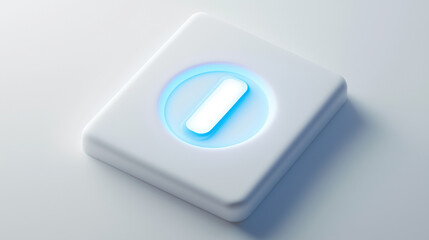 Przycisk mocy w nowoczesnym stylu neomorfizmu, wyróżniający się delikatnymi, miękkimi cieniami na białym tle. 