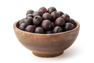 Obraz premium Dark Berries in Wooden Bowl: A Close-Up Still Life