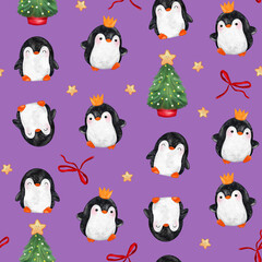 winter seamless pattern.cute penguin. christmas patterns for fabric, textile and wallpaper.