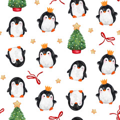winter seamless pattern.cute penguin. christmas patterns for fabric, textile and wallpaper.