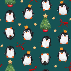 winter seamless pattern.cute penguin. christmas patterns for fabric, textile and wallpaper.