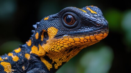 Fototapeta premium a lizard with yellow and black skin