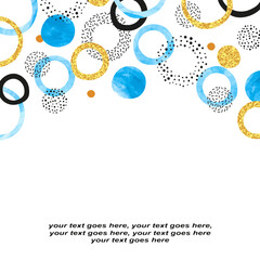 Abstract vector celebration background with blue and golden watercolor circles