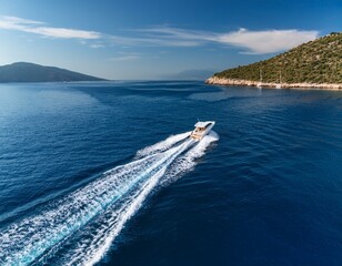 Speedboat cruising in the sea