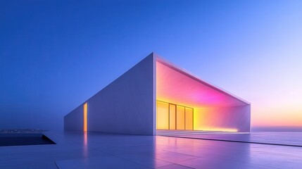 Obraz premium White Marble Building with Colorful Lights