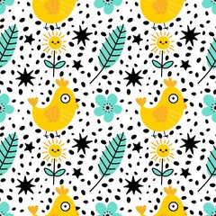 Easter chicken seamless birds pattern for wrapping paper and fabrics