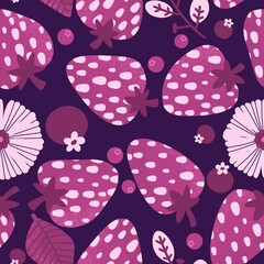 Summer fruit seamless strawberry berry pattern for wrapping paper and fabrics
