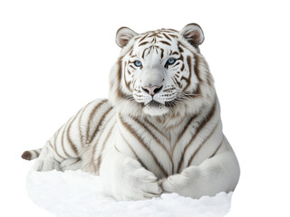 Elegant White Tiger Sitting Gracefully