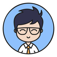 Man character face avatar in glasses vector icon
