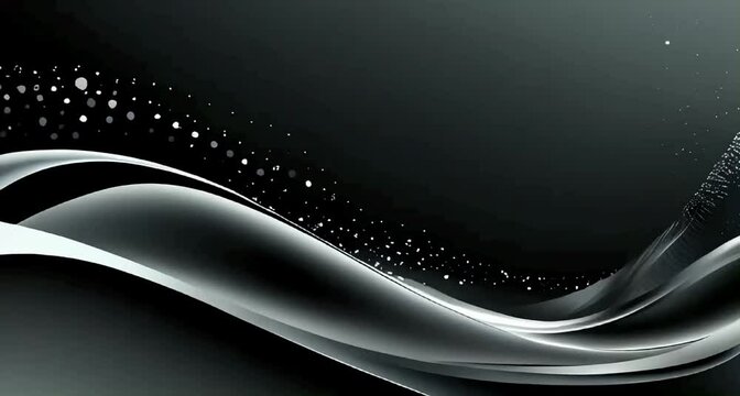 an abstract puple background that features a dynamic pattern of flowing waves and scattered dots. The waves should have a fluid, organic feel, blending seamlessly into the dark background		
