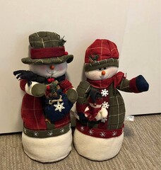 Christmas snowman and Christmas snow girl