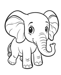 Obraz premium Adorable Elephant Coloring Page for Kids and Toddlers