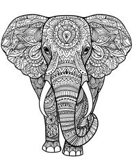 Mandala Elephant Line Art Illustration with Intricate Patterns