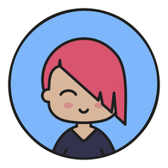 Beautiful young woman with short hair vector icon