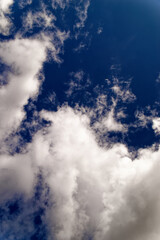 the sky with clouds is very high above the ground.