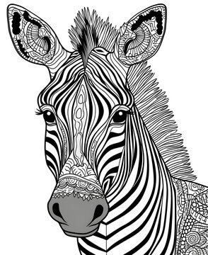recommend clip art: Intricate Mandala Zebra Line Art for Coloring and Design