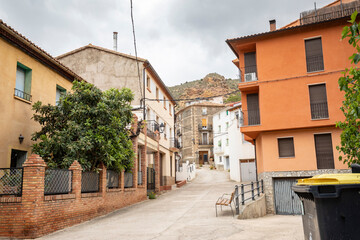 Naklejka premium a street in Libros, comarca of Comunidad de Teruel, province of Teruel, Aragon, Spain