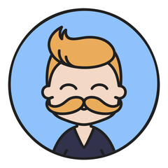 Man boy with mustache avatar vector icon