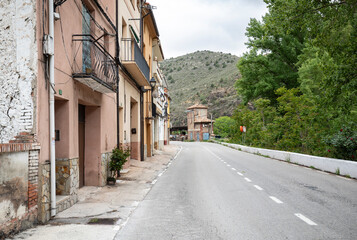 N-330 paved road passing through Libros, comarca of Comunidad de Teruel, province of Teruel,...