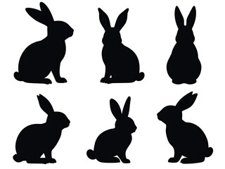A set of bunny silhouettes in various poses.