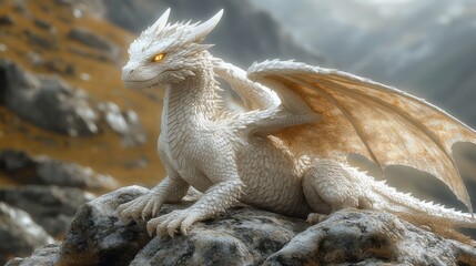 Obraz premium a white dragon with wings