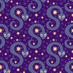 Obraz premium Summer animals seamless snake pattern for wrapping paper and new 2025 year