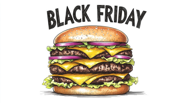 Delicious Double Cheeseburger Black Friday Deal Illustration - Powered by Adobe