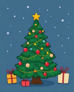 illustration d'un sapin de No&euml;l avec des d&eacute;corations dedans