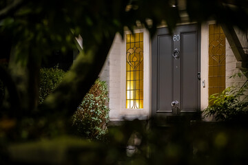 The door to middle class house in suburbs of London