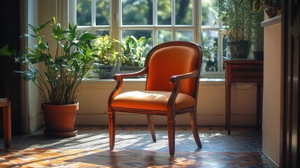 Obraz premium a wooden chair with armrests